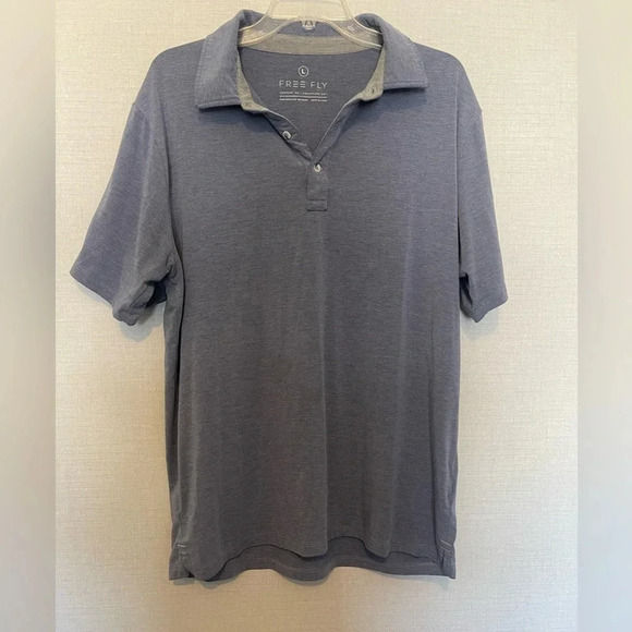 Free Fly Shirt Mens size Large Polo Blue Performance Bamboo Stretch Casual Golf - Picture 1 of 8